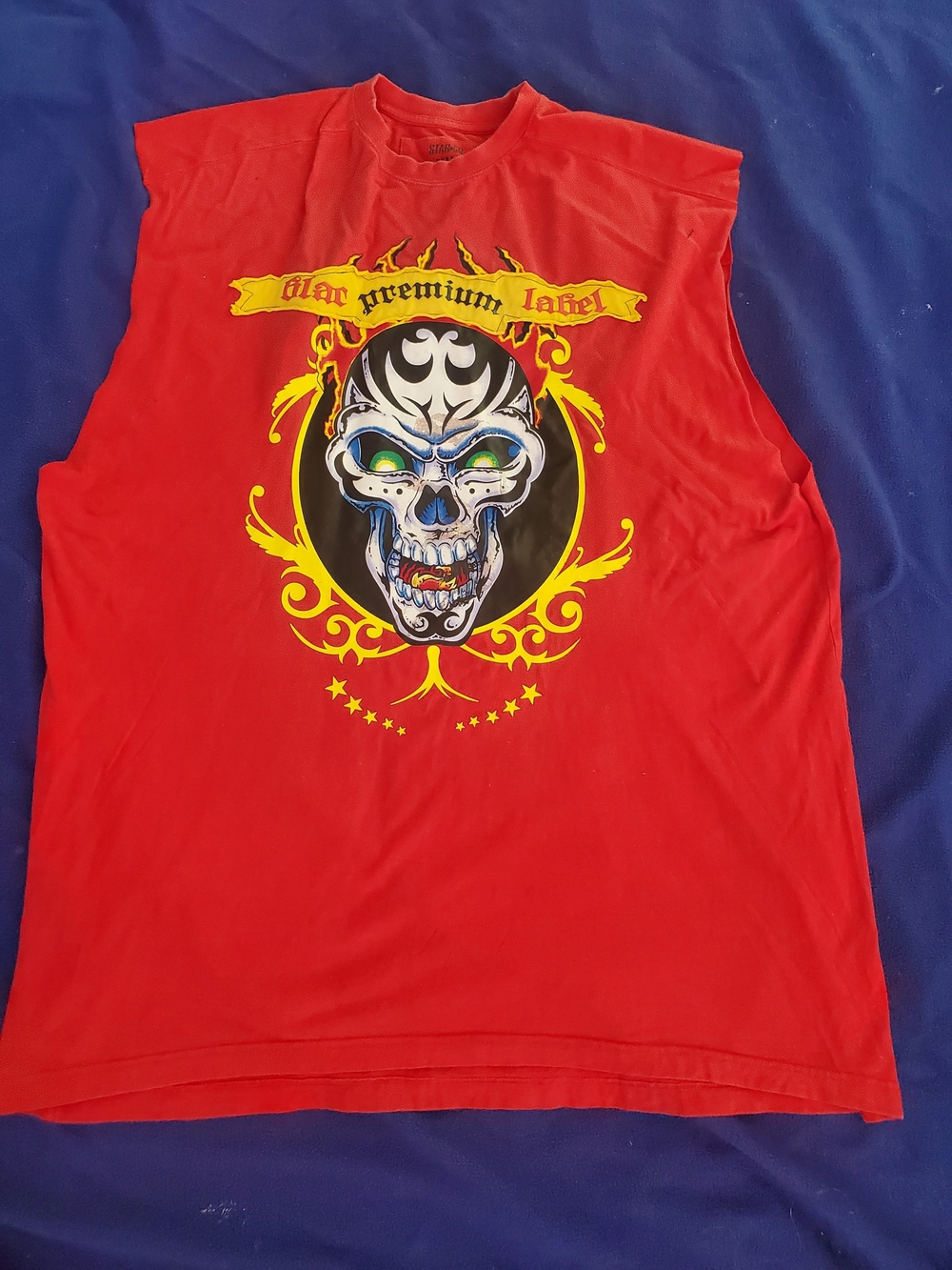 Black Label Red Sleeveless Skull Graphic Tank